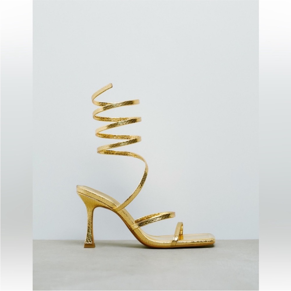 Zara - gold wrap heels size 38